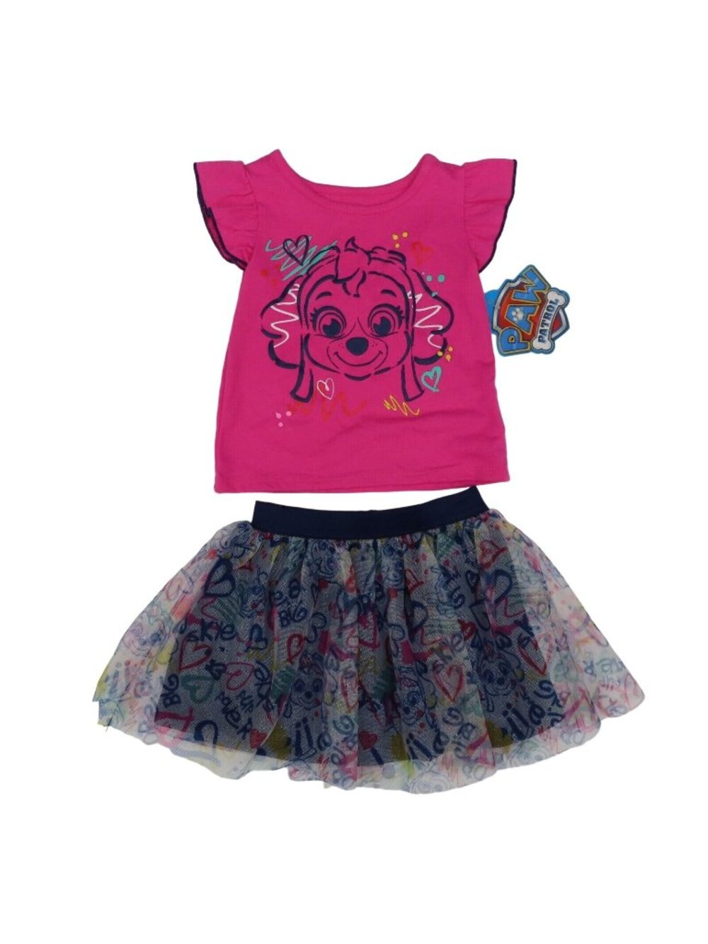 Nickelodeon Paw Patrol 12M Baby Skye Pink Sleeveless Shirt Tulle Skirt Set NEW